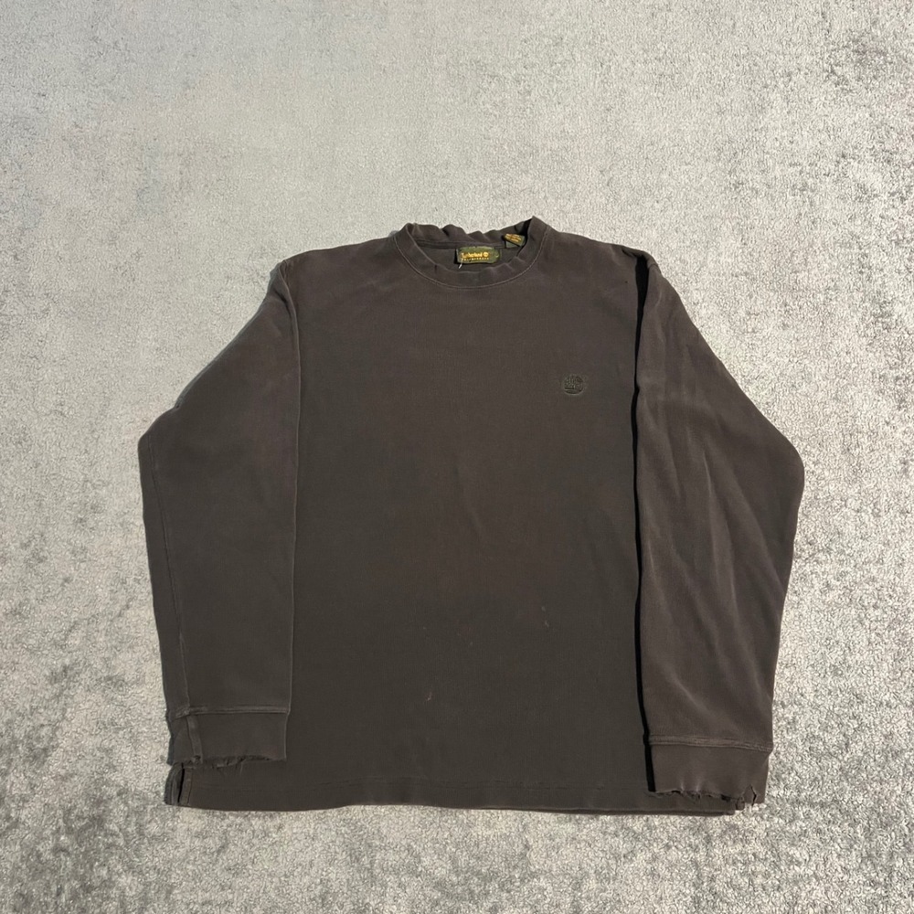 Vintage Distressed Timberland Large Waffle Knit Thermal Long Sleeve Shirt